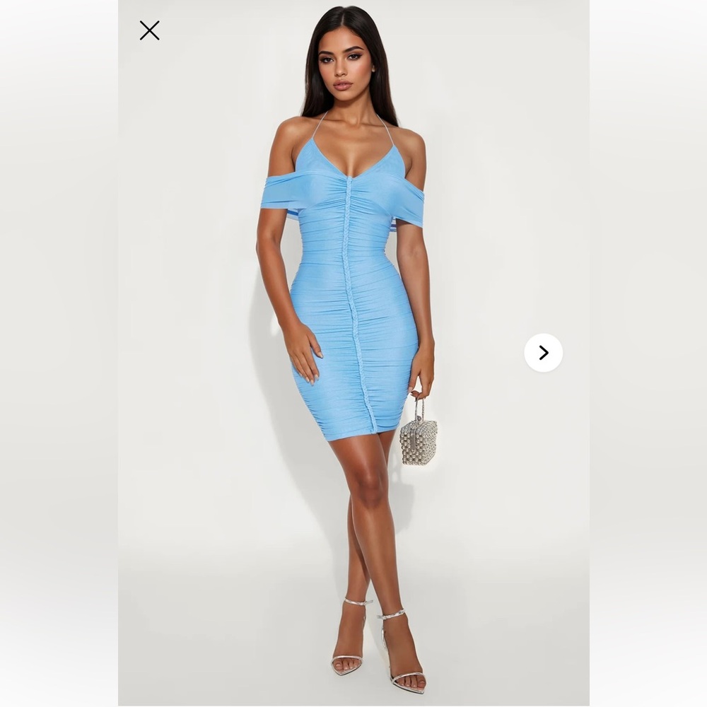 Elegant Blue Off-Shoulder Dress Sz XL NWT